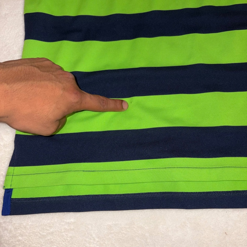 RLX RALPH LAUREN Polo Shirt Mens Large Green Navy Striped Performance Golf Tee - Picture 6 of 12